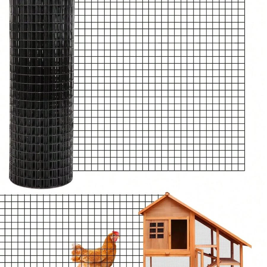 Heavy Duty 1/2 Inch Hardware Cloth – 19 Gauge Galvanized Welded Wire Mesh, Hot-Dipped For Rust Resistance – Ideal For Chicken Coops, Rabbit Cages, Garden Fencing, Rodent Control – Silver - Black Plastic Dip1.2*15m - View 1
