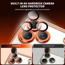 Ốp lưng điện thoại từ tính trong suốt mạ điện thời trang mới, phù hợp với 17 Pro Max, Apple 16 Pro, chống rơi 4 góc, thiết kế cá nhân hóa sáng tạo, 14/13/12/11 kèm miếng dán màn hình, 15 Plus, unisex, dùng được cho cả nam và nữ. - trái cam - Xem 3
