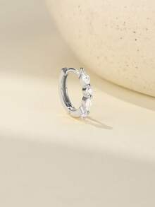 1 đôi bông tai khoen bạc 925 mạ vàng 18K đính đá hỗn hợp cổ điển, chất liệu cao cấp, ít gây dị ứng, thích hợp cho nữ và bé gái đeo hàng ngày, quà tặng ngày của mẹ, quà cưới, quà dự tiệc. - Bạc - Xem 3
