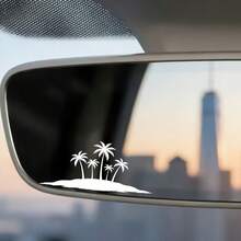 Vinyl Beach Coconut Tree Decal - Rearview Mirror Decal, Car Rearview Mirror Design, The Perfect Daily Accessory For Bookworms, Suitable For Cars, Trucks, SUVs, Windows, Laptops - Self-Adhesive, Car Decal, Car Accessories - A - View 4