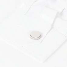 Khuy măng sét bạc, khuy tròn dẹt, phụ kiện cài cổ tay áo sơ mi unisex, trang trí quần áo, phù hợp với trang phục công sở, đám cưới hoặc các dịp trang trọng. - Bạc - Xem 4