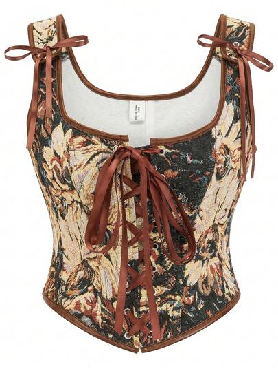 Blusa de verano con cuello cuadrado, sexy, con estampado floral vintage, halter con nudo delantero en la cintura, blusa con superposición retro