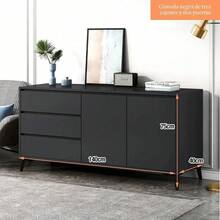 FENGSUN Modern Light Wood Dresser With Functional Storage - Black - View 2