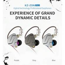 KZ ZSN Pro 入耳式监听耳机，双动圈单元（1个动铁+1个动圈），高保真入耳式耳机，强劲低音，音质清晰，有线耳机，带可拆卸线缆 - 查看 1