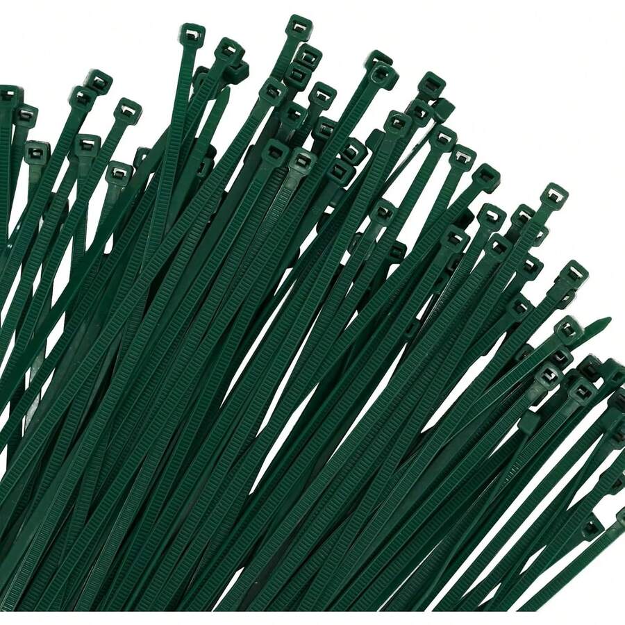 100 chiếc dây buộc cáp nylon màu xanh lá cây dài 20cm, loại tự khóa chịu lực cao, sức chịu tải 40lbs, đa năng dùng để quản lý dây điện. - Xem 1