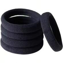 Black Seamless Headband Towel Circle Hair Tie, High Elastic Black Rubber Band - Multicolor - View 5