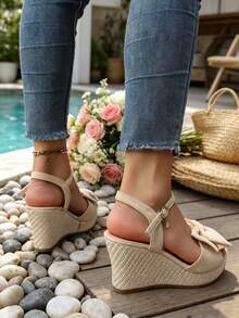 Nuevas sandalias de plataforma y cuña para el verano, zapatos multifuncionales de suela gruesa y resistentes al agua para un efecto adelgazante - Albaricoque - Ver 6