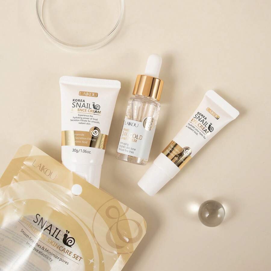 LAIKOU Snail Skincare Set 3PCS - Moisturizing Facial Cleanser, Eye Cream & Face Cream, Travel Size Kit For All Skin Types - 1set - View 1