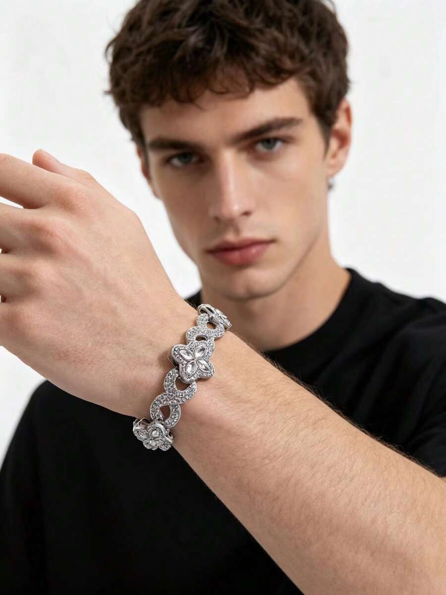 Pulsera de trébol de cuatro hojas, que simboliza la buena suerte, incrustada con brillantes rhinestones multicolor, un accesorio delicado y único. Es un gran regalo de Año Nuevo y una opción perfecta para que las parejas lo usen a diario.