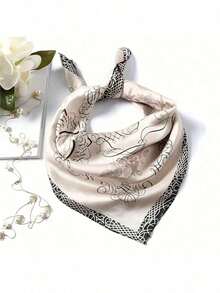 High-End Korean-Style Multifunctional Professional Small Square Towel With Vintage Print - Khaki Notebook - View 5