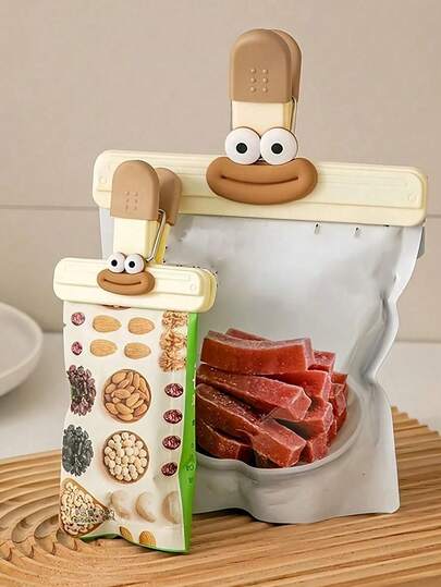 3pcs/1pc Cute Cartoon Snack Clips, Multifunctional Food Sealer, Moisture-Proof Storage Clips, Suitable For Kitchen, Office, School - Plastic Food Bag Sealing Clips, Kitchen Storage Accessories
