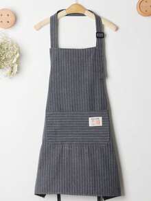 1pc Linen Chef Apron, Striped Pattern, Adjustable Shoulder Straps, Fashionable Double Pockets, Kitchen Essential, Stain-Resistant And Easy To Clean, Suitable For Kitchen Cleaning, Seafood Cooking, Outdoor BBQ, Camping And Picnic - Multicolor - View 14