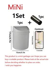 1pc Mini Trash Can With Lid, Small Desktop Garbage Can, Plastic Desk Waste Basket, Twist-Lid Design To Prevent Odor Leakage, For Storing Fruit Peels And Paper Scraps To Keep Desk Tidy, Suitable For Bathroom, Home Office Desk, Coffee Table, Office, Living Room, Study - Multicolor - View 23