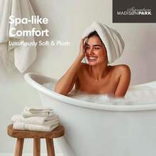 Park - Toallas de baño de Lujo de 800 g/m² 100% algodón Juego de Toallas de baño de Lino de Gran tamaño 8 Piezas Incluyen 2 baños 2 Manos y 4 lavadas Color Crema - Crema - Ver 6