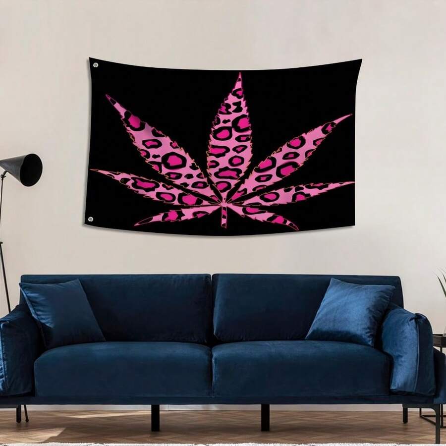 1pc Women's Pink Camouflage  Leaf Flag - 3x5ft To 4x6ft, Sturdy Polyester With Brass Grommets, Perfect For Outdoor & Indoor Decor, Indoor Outdoor Flag | Vibrant Flag Design | Durable Outdoor Fabric,  Leaf Decor - A - 查看 1