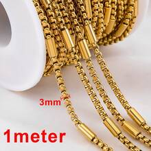 Rantai Manik Mutiara Stainless Steel Modis Sepanjang 1m, Cocok untuk Membuat Gelang, Kalung, dan Perhiasan Sendiri - Rantai DIY - View 10