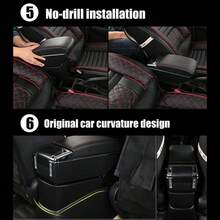 1Pcs 7 USB Universal Car Storage Arm Rest Cushion Armrest Centre Console Box PU Leather Cover - 黑色 - 查看 8