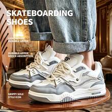 Fashion Casual Skateboard Shoes, Unisex Plus Size 46, Couple Style Sneakers - Light Grey - View 9