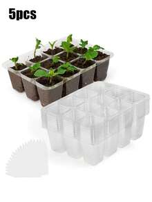 12-Cell Reusable Durable Seed Sprouting Tray With Drainage Holes, Transparent For Easy Root Observation, Allows Transplanting Without Damaging Roots - Multiple Styles - View 9