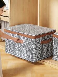 1 pieza Caja de almacenamiento de ropa, caja de almacenamiento apilable y ahorradora de espacio, caja de almacenamiento de gran capacidad, impermeable y a prueba de polvo con cremallera, múltiples tamaños de cajas de almacenamiento apilables y a prueba de polvo para armarios, con asas de cuero, adecuada para ropa, mantas, ropa de cama y contenedores de almacenamiento de armarios del hogar, perfecta para organizar armarios, dormitorios, dormitorios y apartamentos - Ver 7