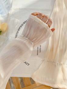 1 Pair New Pearl Mesh Sleeve Covers, Women's Loose Driving Gloves, Summer Sun Protection, Fashion - Multicolor - View 4