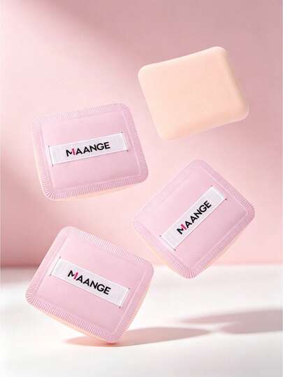MAANGE Bộ 4 bông phấn vuông màu hồng, có thể tái sử dụng, dùng trang điểm hàng ngày cho nữ, thích hợp cho phấn phủ, kem nền và trang điểm mặt, phù hợp với mọi loại da.