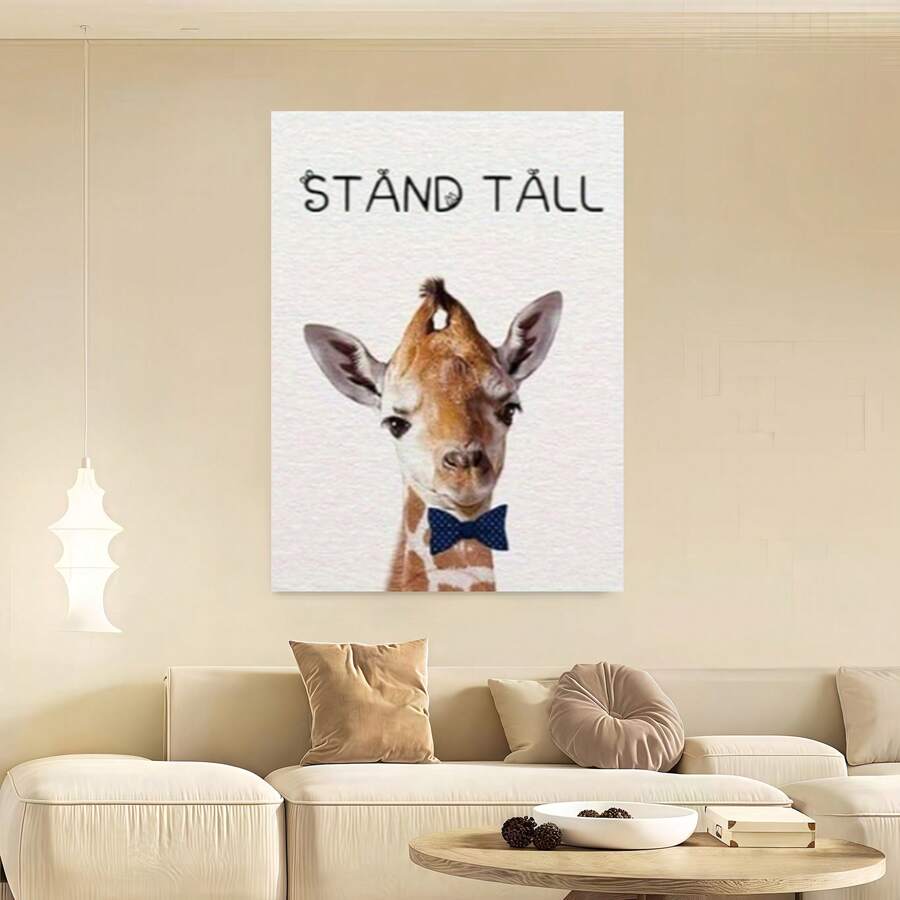 Enmarcado [2D Plano] Juego de 6 láminas decorativas  con adorables animales salvajes como cebras, elefantes, orangutanes, tigres, leones y jirafas. Perfectas para decorar la habitación del bebé o el dormitorio. Tamaño: 8 x  pulgadas. - Enmarcado - Ver 1