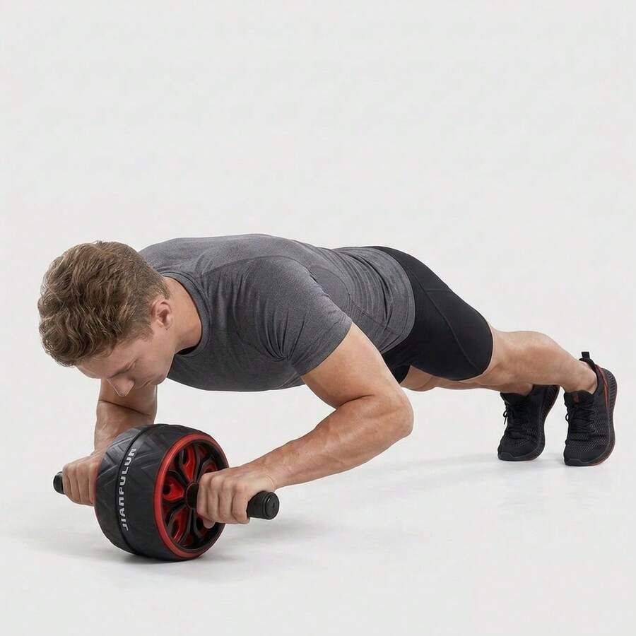 Stainless Steel Abdominal Roller Core And Chest Muscle Training Wheel - Non-Electric Home Fitness Equipment For Core Strength, Balance, And Exercise, Durable Black Design With Red Decorations, Fitness Accessories, Stylish Exercise Tool, Sturdy Structure - Black - View 1