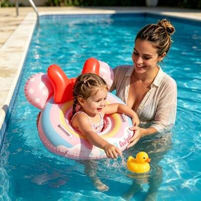 Children's Inflatable Bowknot Swimming Seat, Leisure Chair For Swimming Pool, Anti-Falling Design, Suitable For Beach, Pool And Party Entertainment Water Floats | Cute Swimming Ring