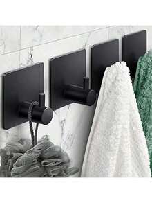 Bộ 2/4 móc dán tường chịu lực, móc treo tường bằng thép không gỉ chống thấm nước dùng để treo áo khoác, mũ, khăn tắm, áo choàng - thích hợp cho phòng tắm và phòng ngủ. - Nhiều màu - Xem 1