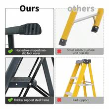 Folding Tubular Ladder, Scissor Type, 5 Steps, Portable, Red - 紅色的 - 查看 7