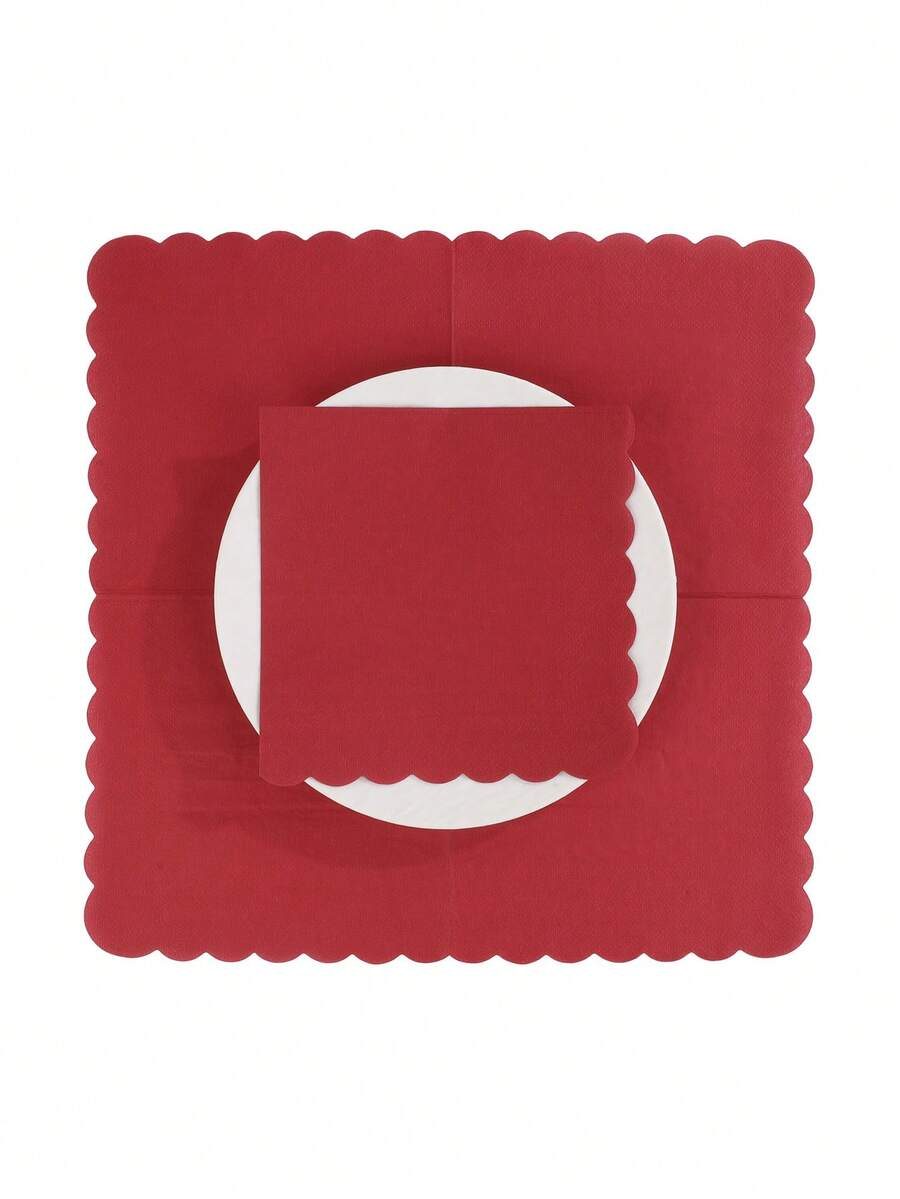 20pcs/40pcs/60pcs 2-Ply Soft Bordeaux Red Napkins, Unfolded Size 31.8cm*31.8cm, For One-Time Party Lunch, Guest Towels, Decorative Paper, Birthday Decoration, Wedding Anniversary, Graduation Party Decor - Bordeaux Red - View 1