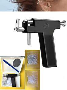 98pcs/Set Reusable Professional Ear Piercing Gun Kit - Includes Approx. 98pcs Steel Earrings + Ear Stoppers, Suitable For Ear, Nose And Navel Piercing, Beauty Tools And Student Piercing Accessories - Baby Blue - View 9