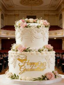 3/6件裝金色亮粉「Happy Graduation」壓克力蛋糕裝飾，適合畢業典禮與派對裝飾，適用於甜點桌與分層蛋糕，畢業慶祝必備吸睛烘焙用品 - A - 查看 4