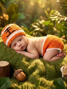 Newborn Photography Props Handmade Crochet Tiger Hat Cover Sets Baby Boy/Girl Cute Animal Outfits Studio Photo Shoots - Multicolor - View 5