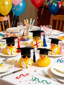 1 pieza Patito amarillo lindo con gafas y gorra de graduación, decoración para coche, decoración divertida de temporada de graduación, patito amarillo con gafas y birrete, diseñado para decorar el salpicadero del coche, flor de graduación y regalo pequeño de fiesta de graduación, decoración de graduación, centro de mesa para fiesta festiva, regalo de graduación - Doctor Pato - Ver 2