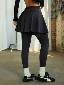 Quần legging nữ bó sát mới với cạp chéo và phần mông hình trái tim, phù hợp cho tập thể dục, chạy bộ và mặc hàng ngày, màu đen. - màu đen - Xem 2