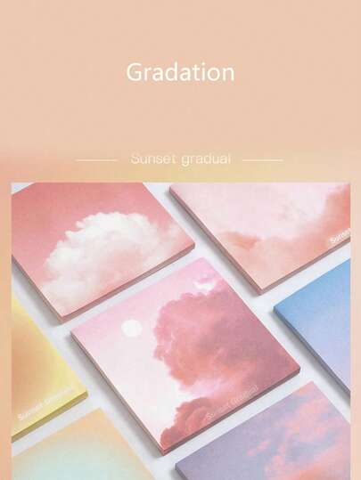 4pcs/200 Sheets Or 8pcs/400 Sheets Gradient Color Sticky Notes Set, Suitable For Notebooks/Diaries, Serves As Both Memo Pad And Decorative Stationery For Office And School