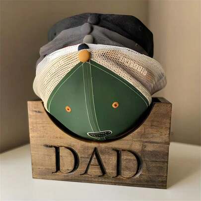 1 pieza Estante rústico de madera para gorras de béisbol - Soporte sólido de madera para gorras snapback, adecuado para nuevos padres - No requiere ensamblaje, sin carga, sin baterías - Excelente para estantería de sala de estar o dormitorio