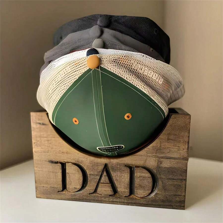 1pc Rustic Wooden Baseball Cap Rack - Solid Wood Snapback Hat Holder, Suitable For New Dads - No Assembly Required, No Charging, No Batteries - Great For Living Room, Bedroom Storage Rack - Multicolor - View 1