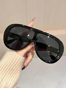 1pc Women's Oversized Aviator Frame Fashion Glasses, & Avant-Garde Style, Suitable For Various Face Shapes, Outdoor Activities, Driving, Fishing, Outfit Matching, Daily Use - Nhiều màu - Xem 3