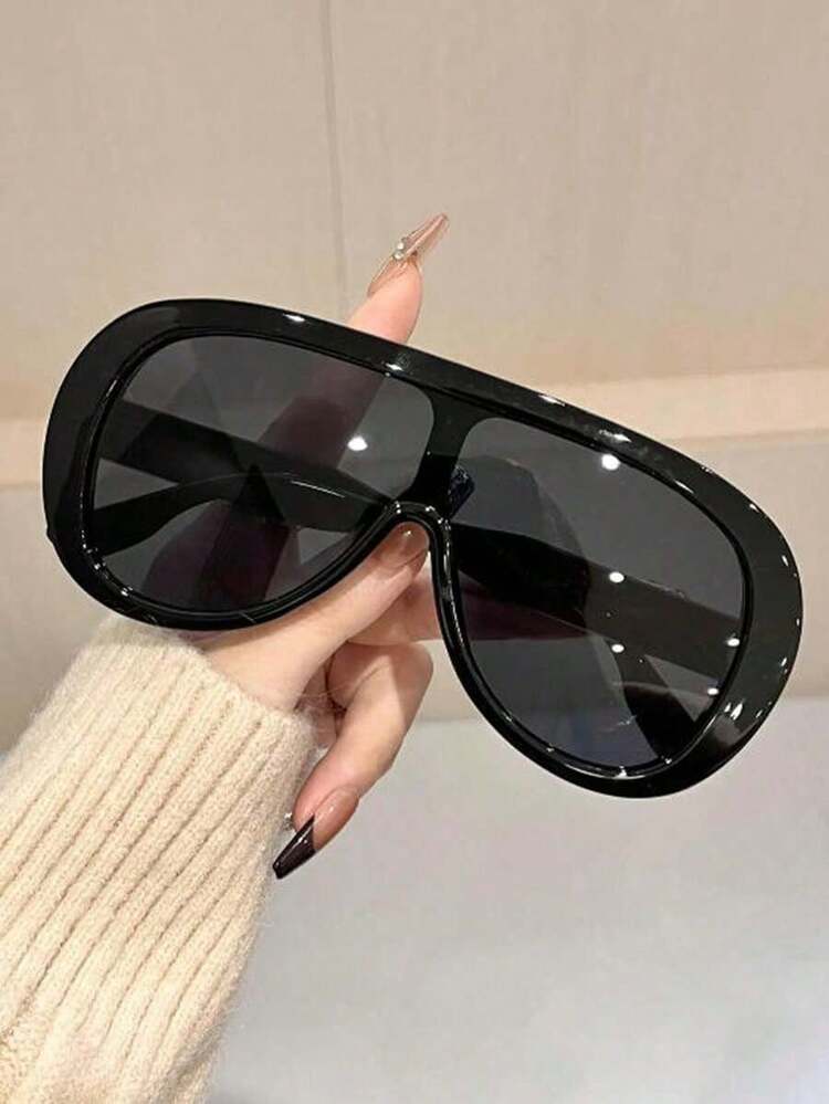1pc Women's Oversized Aviator Frame Fashion Glasses, & Avant-Garde Style, Suitable For Various Face Shapes, Outdoor Activities, Driving, Fishing, Outfit Matching, Daily Use - Nhiều màu - Xem 3