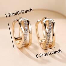 1 Pair Shiny Layered Hoop Earrings, Romantic Vibe, Versatile For Commute, Refined Accessory For Women, Great Gift For Girlfriend Or Best Friend - W17491 - View 3