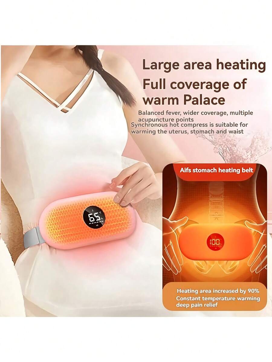 AXH. 电动经期按摩腰带，震动加热，适合经期保持腰腹部温暖 - 粉色 - 查看 1