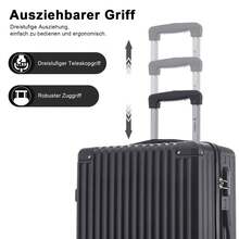YONSLY Large Suitcase 28/24/20/16 Inches With 4 Wheels 360° Combination Lock Mesh Pocket Soft Rubber Handle Hard Shell Trolley Lightweight Suitcase - 黑色 - 查看 4