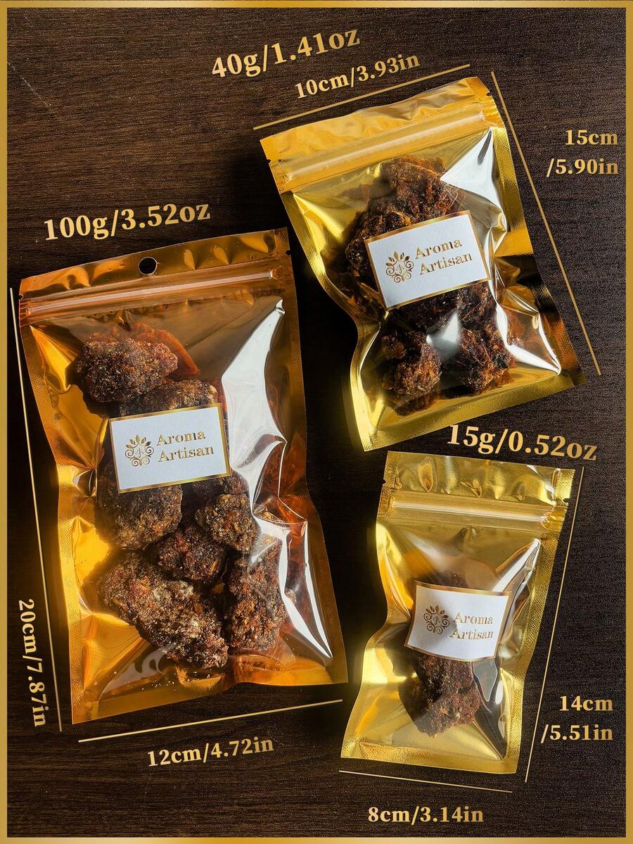 15克/40克/100克天然没药，香味独特持久，适合香薰燃烧，无添加剂，质地丰润油亮，香气浓郁，可搭配香薰机使用，防火，适用于室内空气清新、助眠、放松、提神、瑜伽、招待客人及馈赠亲友。 - A級沒藥 - 查看 1