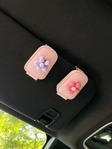 1个创意蝴蝶结汽车遮阳板夹，时尚眼镜收纳架，带磁性吸附（不含眼镜） - A - 查看 6