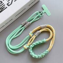 1pc Long Dopamine Color Block Woven Lanyard, Detachable Halter Phone Lanyard, Crossbody Or Wrist Strap, Handmade Cute Phone Case Lanyard For Outdoor Travel, Anti-Lost - Multicolor - View 14