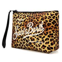 High-Quality Leopard-Print Clutch Bag, European And American Casual Large-Capacity Dog-Tooth Denim Clutch Bag, Striped Handbag. - 手拿豹紋黃 - 查看 3