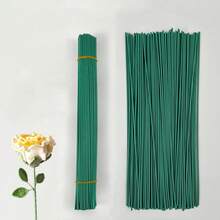 20pcs/60pcs/100pcs Super Sturdy & Non-Curling Floral Wire Stems, Suitable For Making Artificial Flower Bouquets, Preserved Rose Decorations, DIY Flower Stems & Bases - Green - View 6